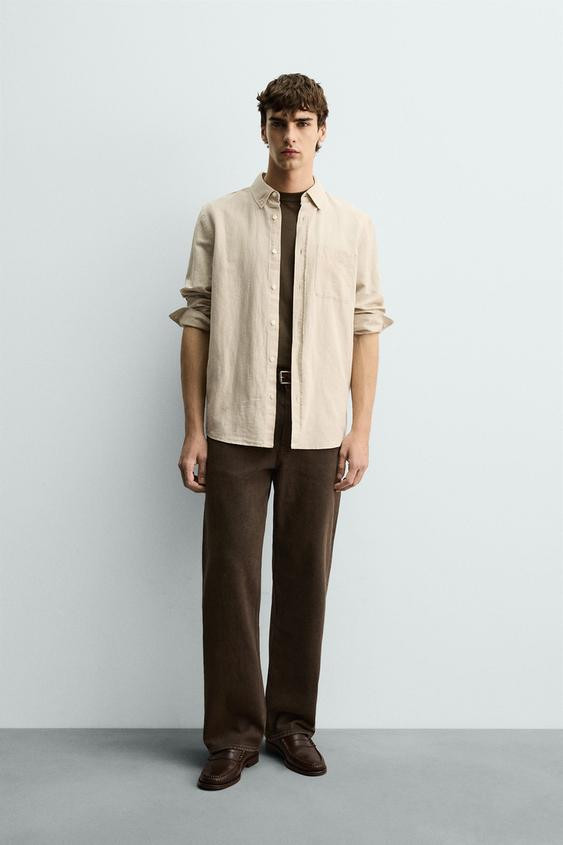 REGULAR FIT LINEN-COTTON SHIRT | Zara US