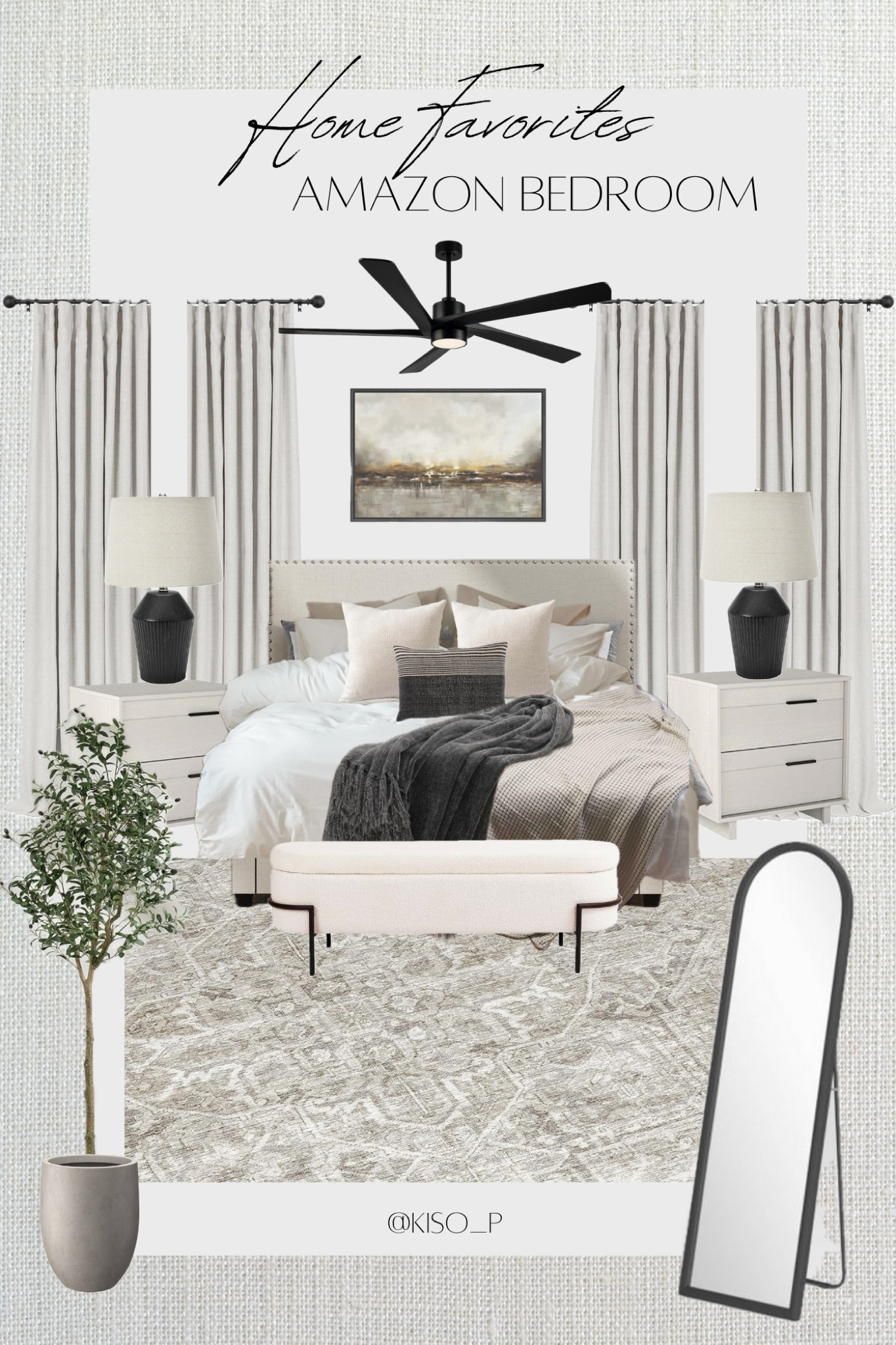 Earthy/Neutral/Contemporary/Modern/Cozy 
If this is your vibe, here is my complete affordable list of items I’ve purchased/matched from Amazon to instantly help you create my bedroom style, including- 
Upholstered storage bed
Contemporary winter oak nightstand 
Wall art
Table lamp
Linen blackout curtains/rods
Bedding/Throw pillows/blankets
Ottoman w/storage
Rug 
Tree/planter 
Standing mirror 

#LTKstyletip #LTKhome #LTKMostLoved