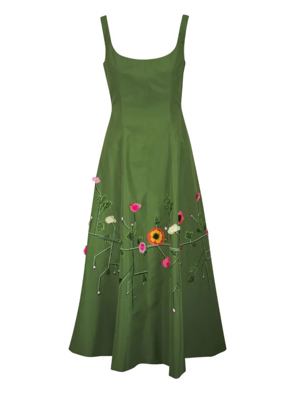 Lela Rose floral-embroidered Maxi Dress | Green | FARFETCH | Farfetch Global