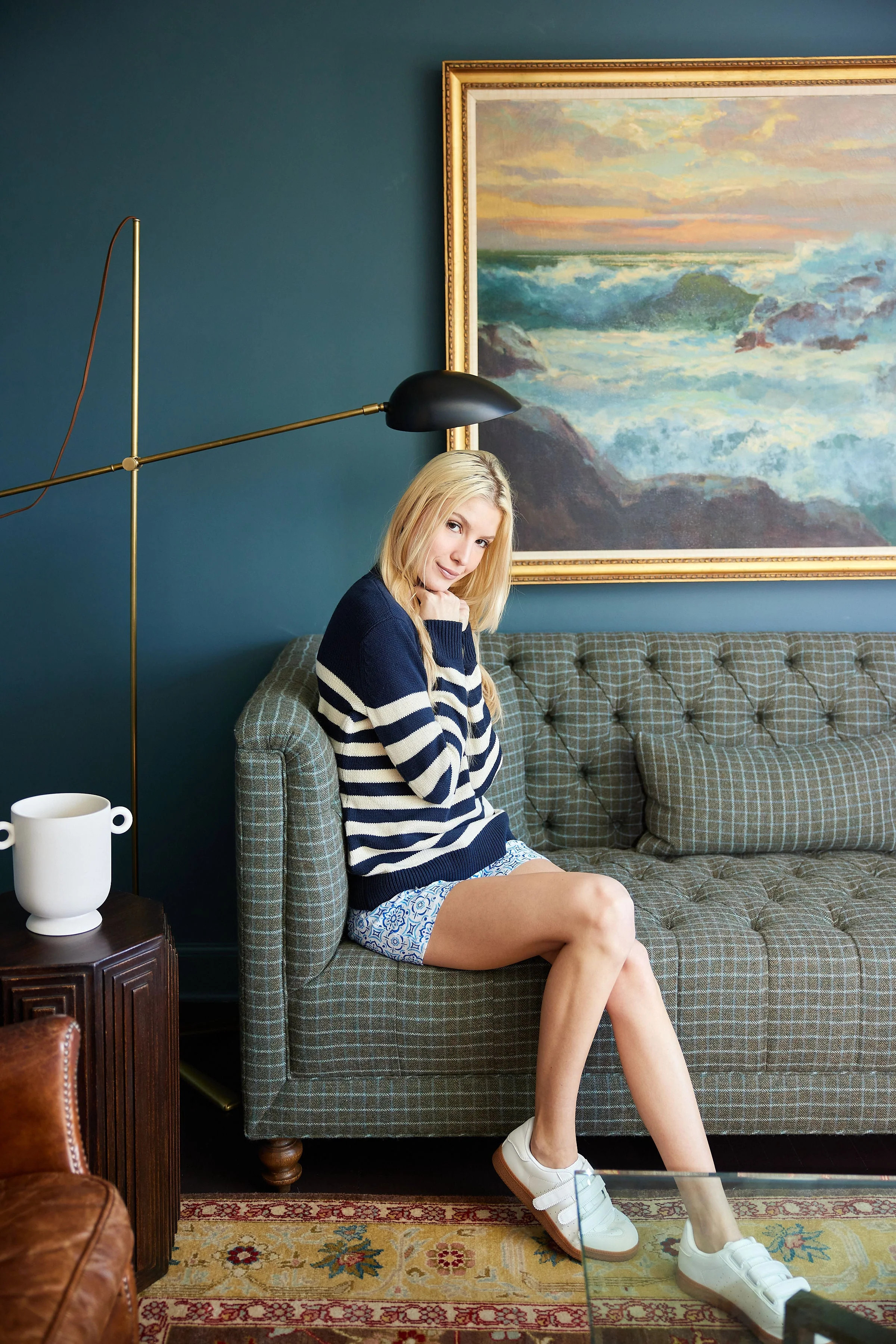 Navy & Ivory Roll Neck Stripe Sweater | Sail to Sable