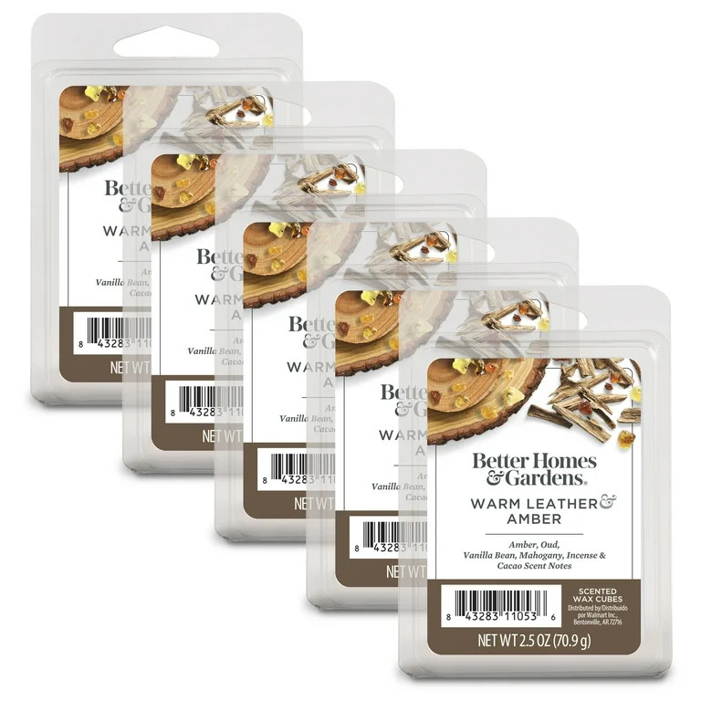 Warm Leathered Amber Scented Wax Melts, Better Homes & Gardens, 2.5 Oz (5-Pack) | Walmart (US)