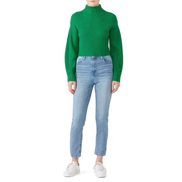 Tibi Green Rib Pullover green | Rent the Runway