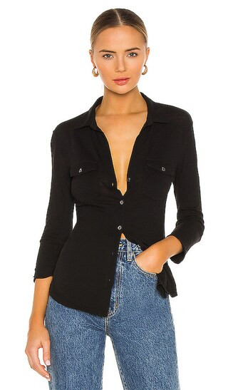 Contrast Panel Shirt in Black | Revolve Clothing (Global)