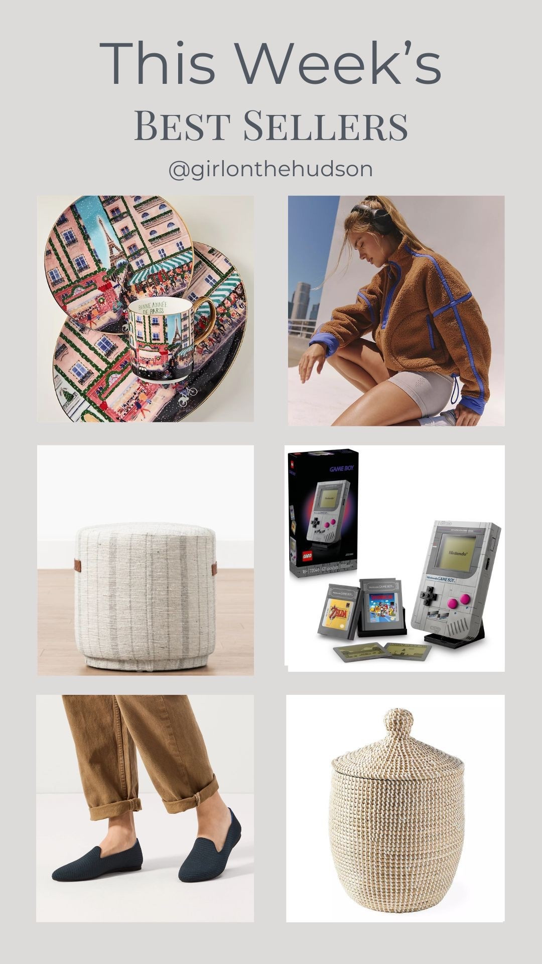 This week’s favorites and best-sellers! The coziest fleece that comes in so many colors, the Anthropologie city collection, a Gameboy LEGO that’s so cool(!), our living room ottomans, washable Rothy’s loafers and clogs, and the La Jolla’s waste basket 

#LTKHoliday #LTKHome #LTKGiftGuide