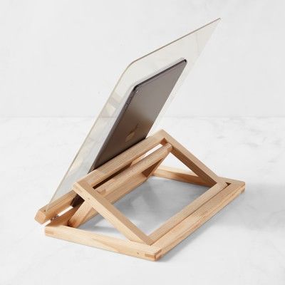 Hold Everything Collapsible Kitchen Tablet & Cookbook Stand, Ashwood | Williams Sonoma | Williams-Sonoma
