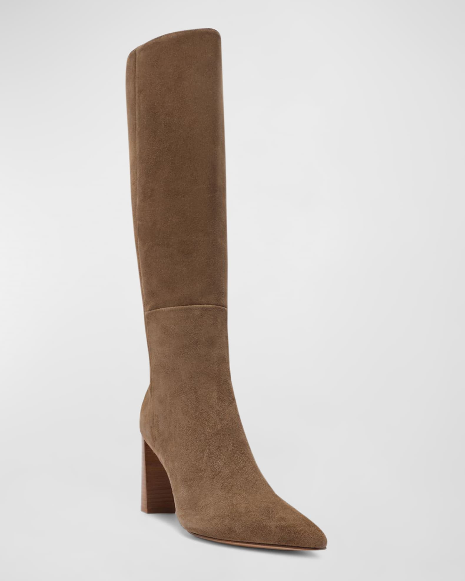 Elisa Suede Block-Heel Knee Boots | Neiman Marcus