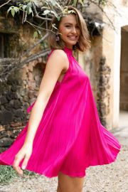 Ginnee Pleated Mini Dress - Hot Pink | Petal & Pup (US)