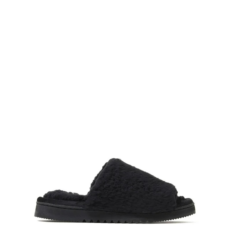 Dearfoams Cozy Comfort Women's Teddy Pile Open Toe Scuff Slippers - Walmart.com | Walmart (US)