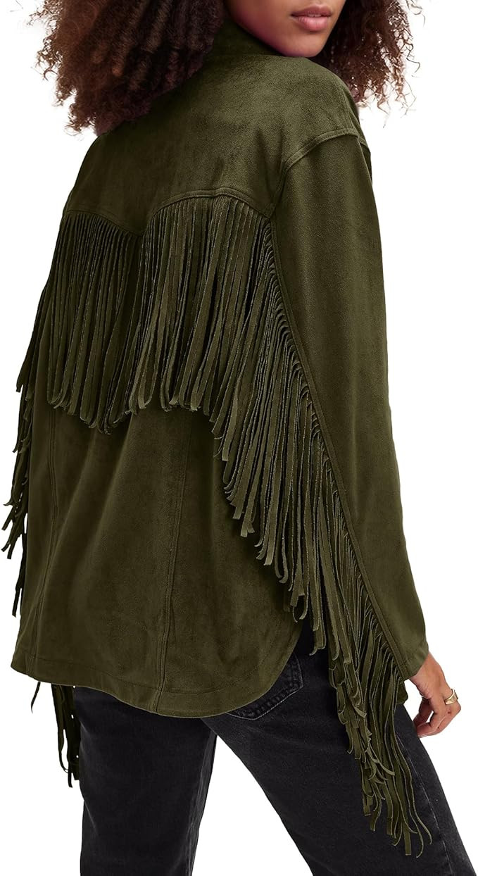 Locachy Women's Faux Suede Fringe Jacket Vintage Western Cowgirl Tassel Jackets Country Concert O... | Amazon (US)