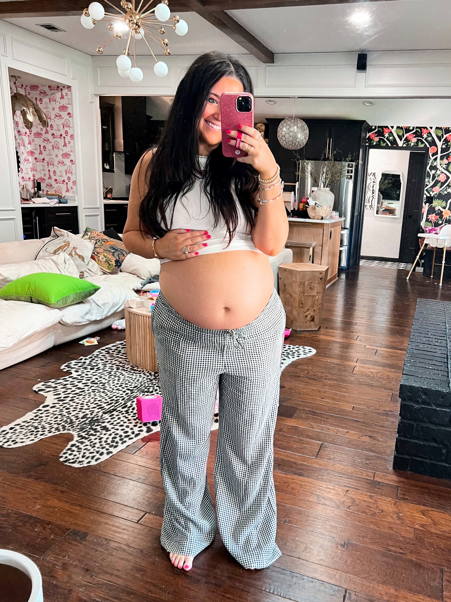 Bump pregnant doing target wide leg check gingham 

#LTKTravel #LTKStyleTip #LTKBump