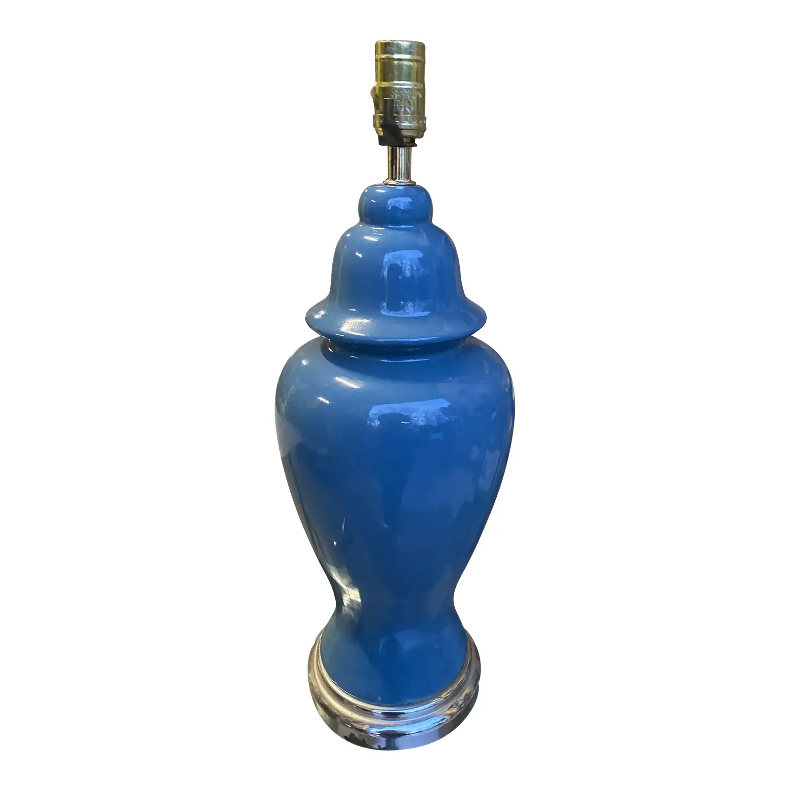 1970s Blue Ginger Jar Lamp | Chairish