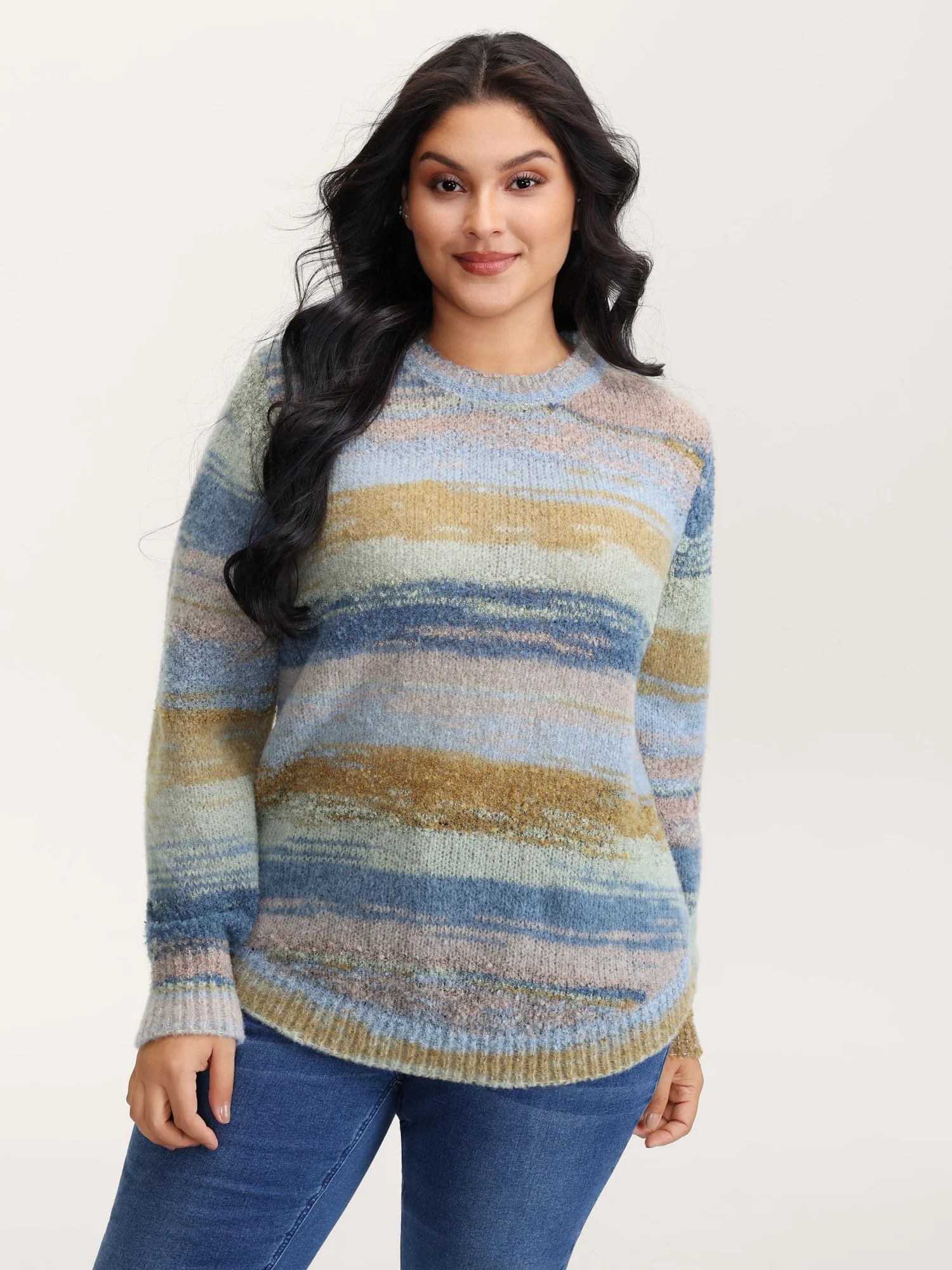 Tissue Textured Color Gradient Pullover | Bloomchic