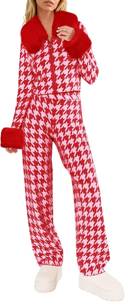 Yousify Winter Sweater Sets Ski Outfits for Women Color Block Skiing Clothes | Amazon (US)