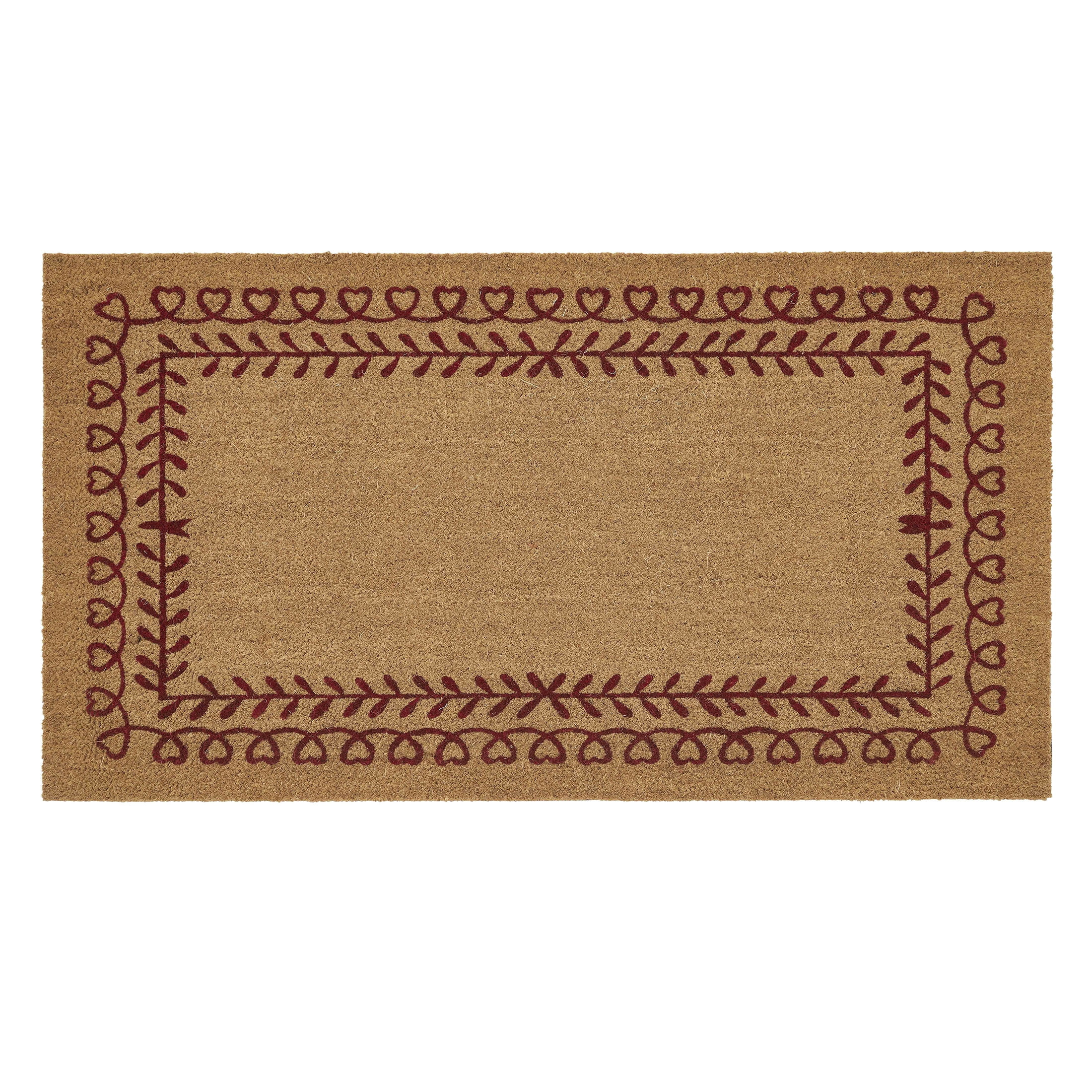 My Texas House Natural/Red Heart Scribbles Outdoor Coir Doormat, 30" x 48" | Walmart (US)