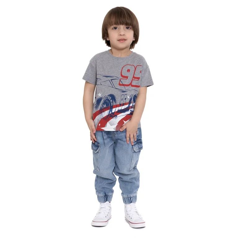Disney Cars Toddler Boys Short Sleeve Americana Crewneck T-Shirt, Sizes 12M-5T | Walmart (US)