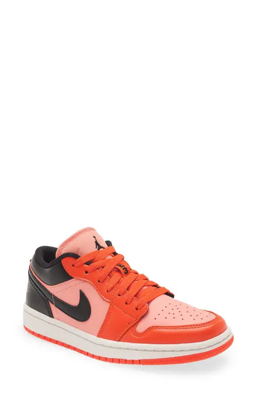 Air Jordan 1 Low SE Basketball Sneaker in Crimson Bliss/Black/Orange at Nordstrom, Size 10.5 | Nordstrom
