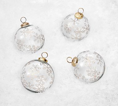 Snowflake Painted Glass Ornaments - Set of 4 | Pottery Barn (US)