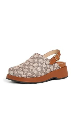 Coach Women's Sculpted C Platform Clog in Signature Jacquard, Cocoa/Burnished Amber, 8 | Amazon (US)