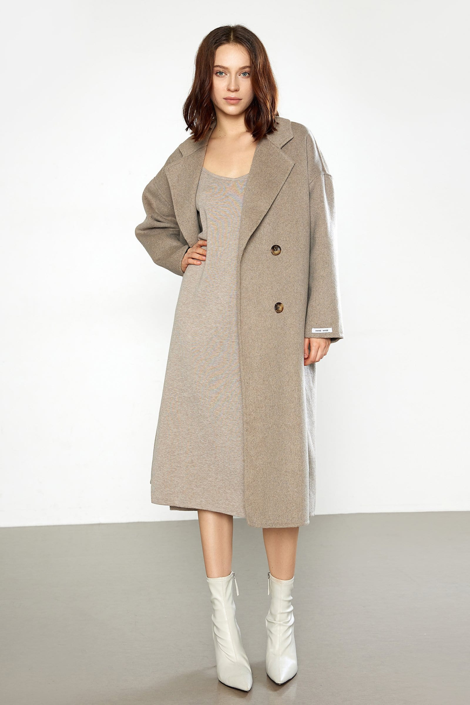 Carmelita Light Premium Wool Gray Oversized Coat | J.ING