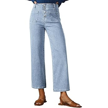 SIDEFEEL Women's Wide Leg Jeans High Waisted Tummy Control Buttoned Loose Denim Pants with Pocket | Amazon (CA)