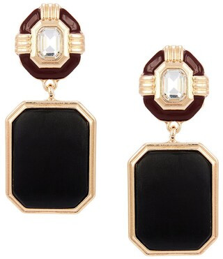 Gemma Layne Inset Stone Post Square Drop Earring - Crystal/Black | Dillard's