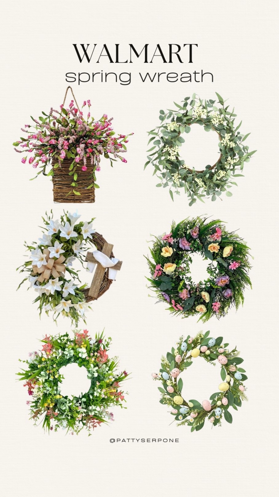 Walmart spring wreaths and they are under $22. So many to choose from and the price point is so good! Decorate your front door with any of these and get ready for spring. I am excited for longer days and nicer weather. 