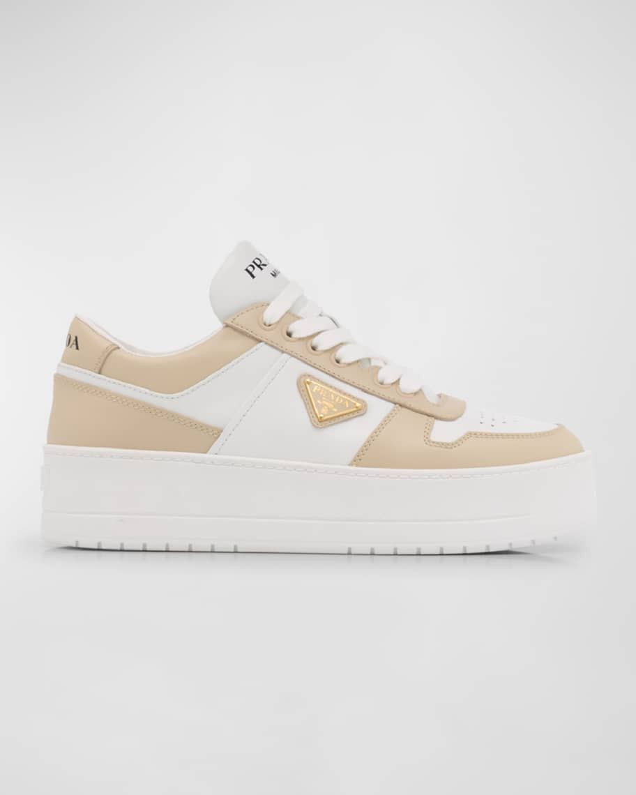 Prada Downtown Bicolor Leather Low-Top Sneakers | Neiman Marcus