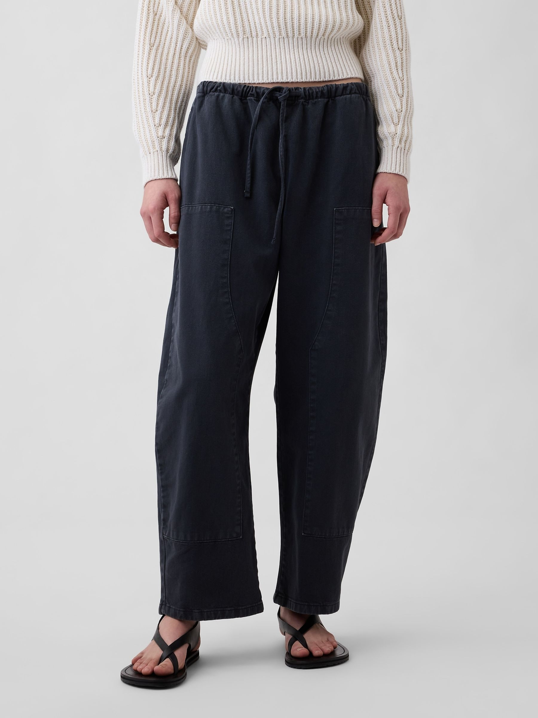 Black Easy Double-Knee Barrel Trousers | Gap | GAP UK