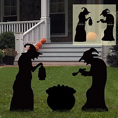 Ivenf Witch Halloween Decorations Outdoor, 2 Large Black Witches with Cauldron, Scary Silhouette ... | Amazon (US)