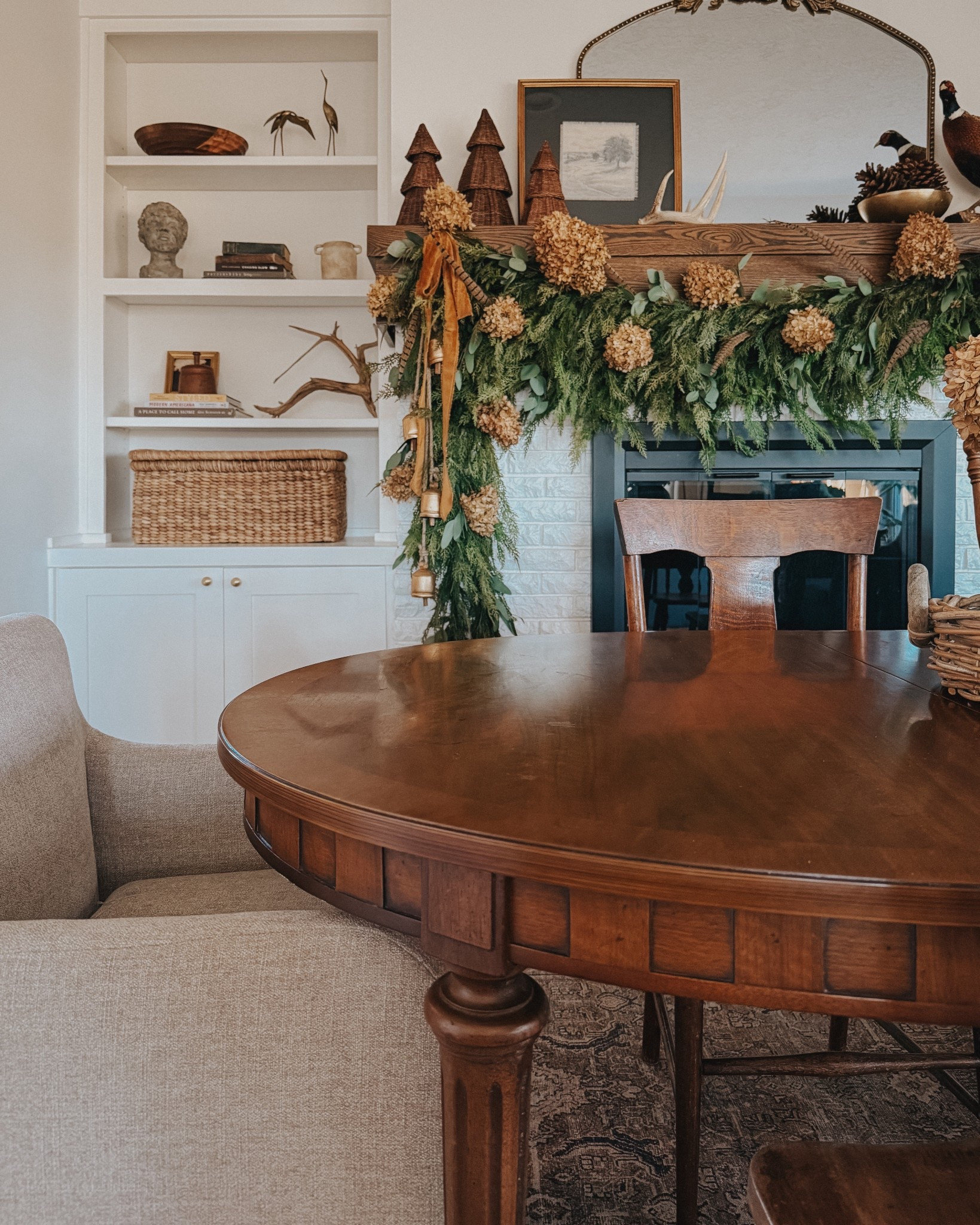 The garland I used is still 30% off using code ANTHRO30 and I linked everything else I used to decorate this space! Our new head dining chairs have WHEELS too! 

#LTKHoliday #LTKSaleAlert #LTKHome