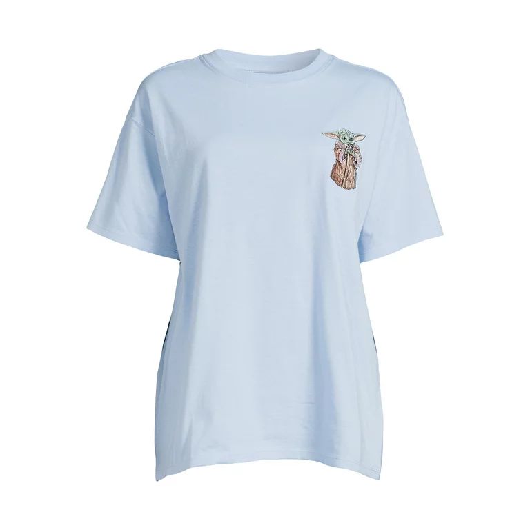 Baby Yoda Juniors Embroidered Oversized Graphic Tee, Sizes XS-3XL | Walmart (US)