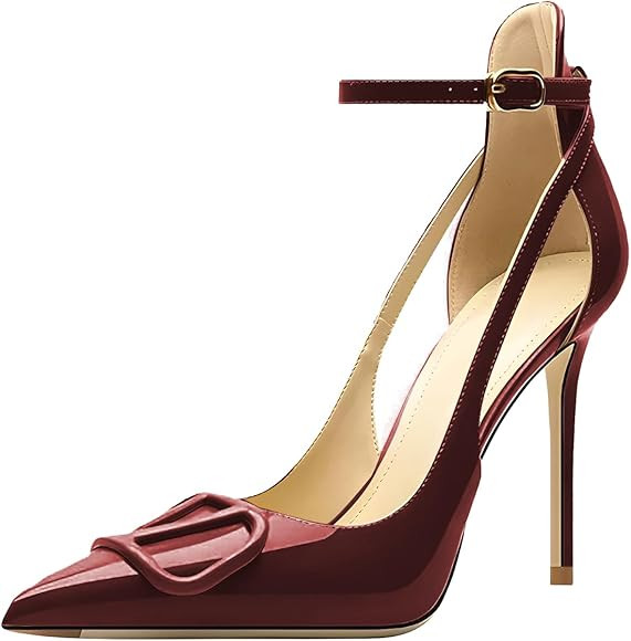 Women's Pointed-Toe Bag-Toe Strappy High-Heeled Shoes Sexy Stiletto Pumps | Amazon (US)