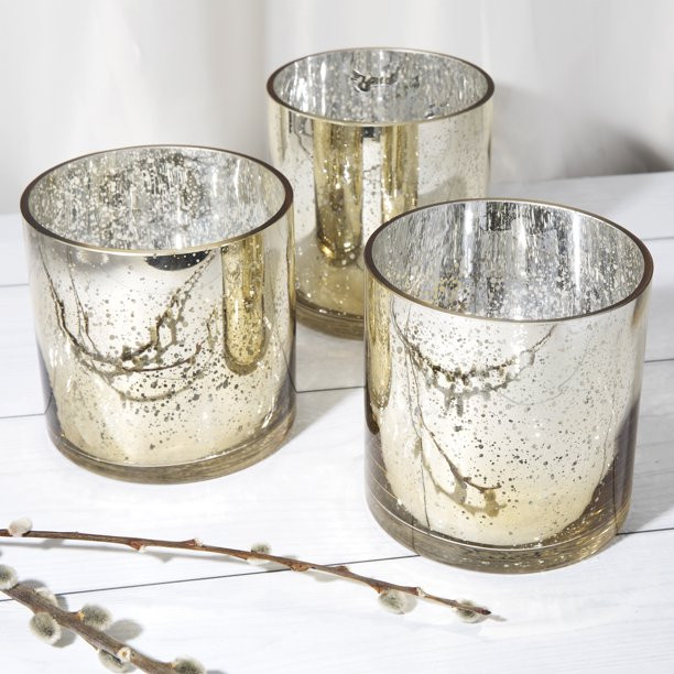 Koyal Wholesale Gold Mercury Glass Cylinder Vases, 4 x 4 Inches, Short Floating Candle Centerpiec... | Walmart (US)