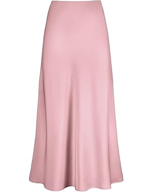 Jupe longue évasée en satin avec ourlet à volants, taille haute, coupe trapèze, élégante, m... | Amazon (FR)