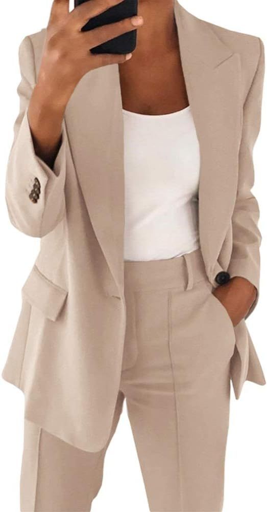 Cicy Bell Women's Casual Blazer Long Sleeve Open Front Work Office Jacket with Pockets | Amazon (US)