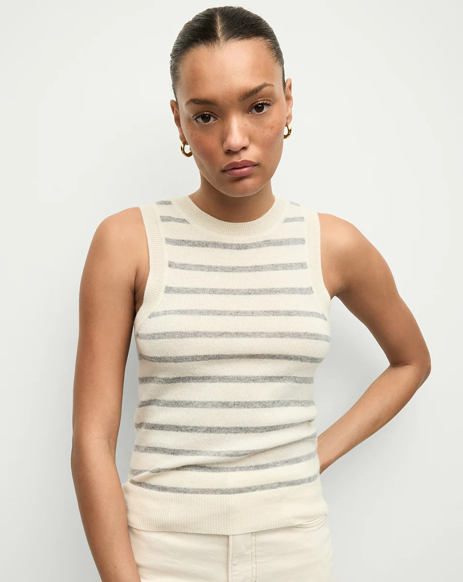 Jerrel Striped Cashmere Tank | Veronica Beard
