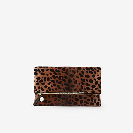 Clare V. Foldover Clutch Os Leopard Hair | Steven Alan