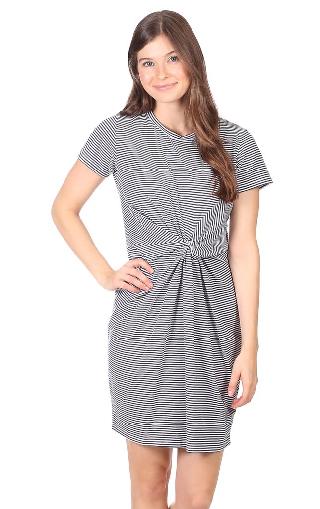 Jess Dress in Thin Navy Stripe | Duffield Lane