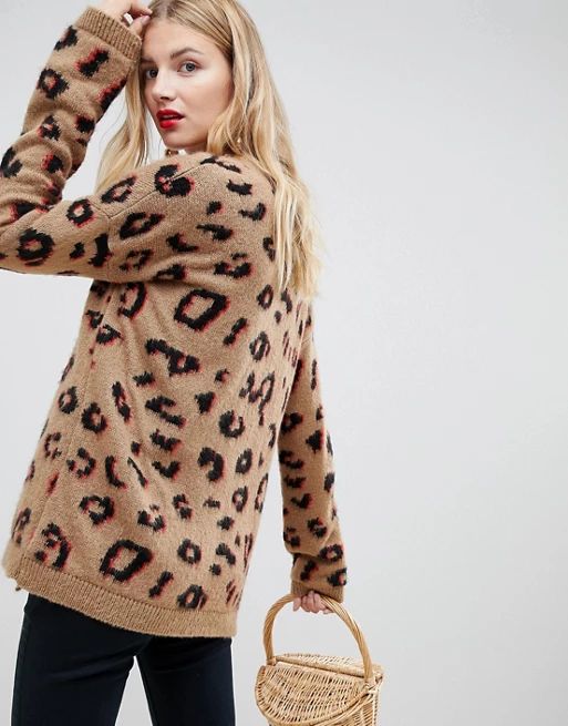 ASOS DESIGN Tall chunky cardigan in leopard | ASOS US