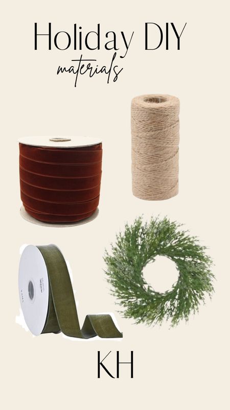 Materials needed to create a simple DIY. Using ribbon twin and wreaths (combining and then adding over gallery wall art) you can make any room feel festive in a snap.

#LTKSeasonal #LTKhome #LTKHoliday
