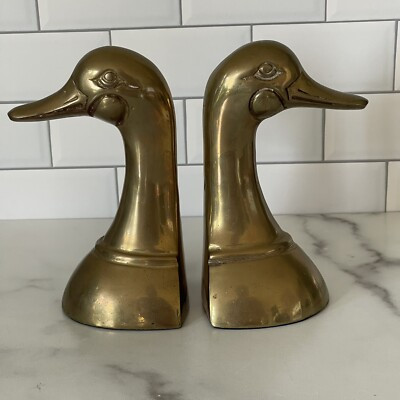 Vtg Decorative Crafts Inc Pair Of Brass Duck Head Mallard Bookends Made In Korea | eBay US