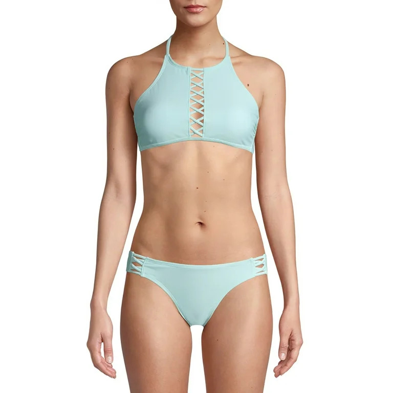 No Boundaries Juniors' High Neck Crisscross Swimsuit Top | Walmart (US)