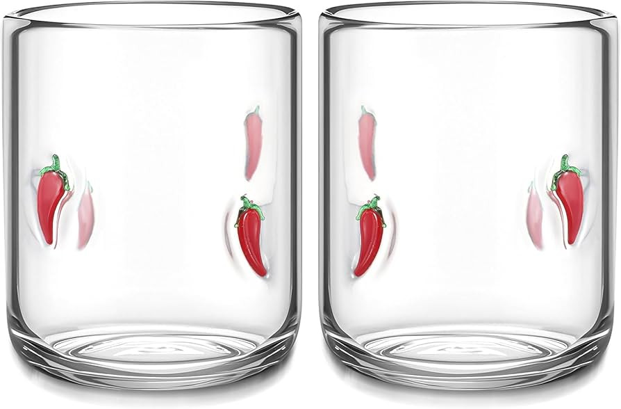 2 PCS Icon Juice Glasses - 14oz Double Old Fashioned Icon Hand Blown Cocktail Cups Clear Stemless... | Amazon (US)
