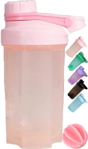 A Stylish Light Pink Shaker Bottle BPA Free,Made of PP5,16Oz/500ml w. Measurement Marks & Non-Met... | Amazon (US)