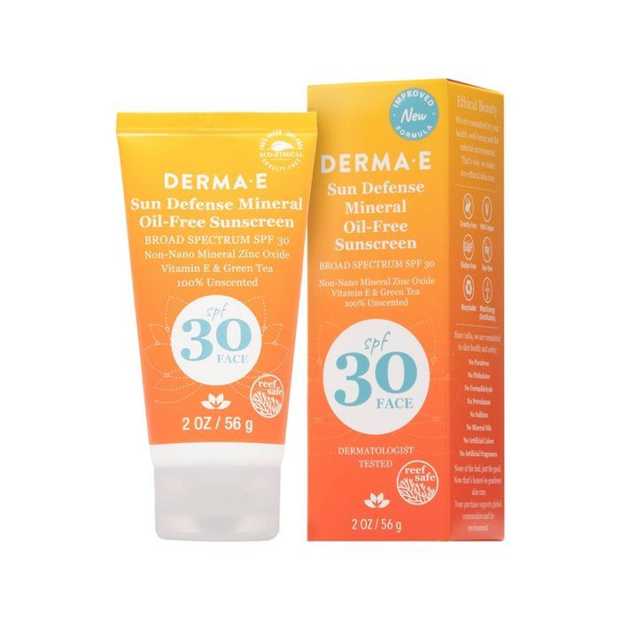 DERMA E Sun Defense Mineral Oil-Free Face Sunscreen - SPF 30 - 2oz | Target