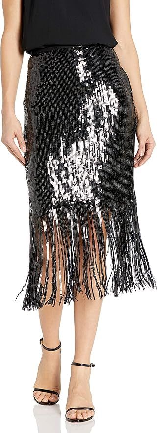 Vince Camuto Women's Fringe Sequin Side Zip Skirt | Amazon (US)