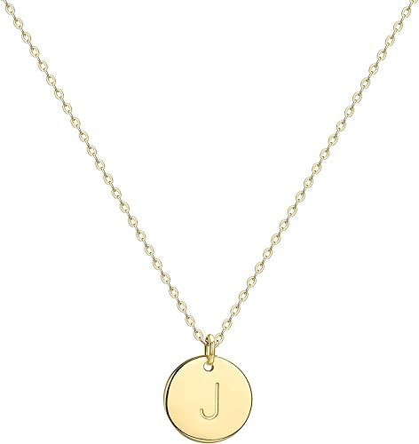 Valloey Rover Initial Necklaces for Women 14K Gold Plated Dainty Letter Necklce Round Coin Disc P... | Amazon (US)