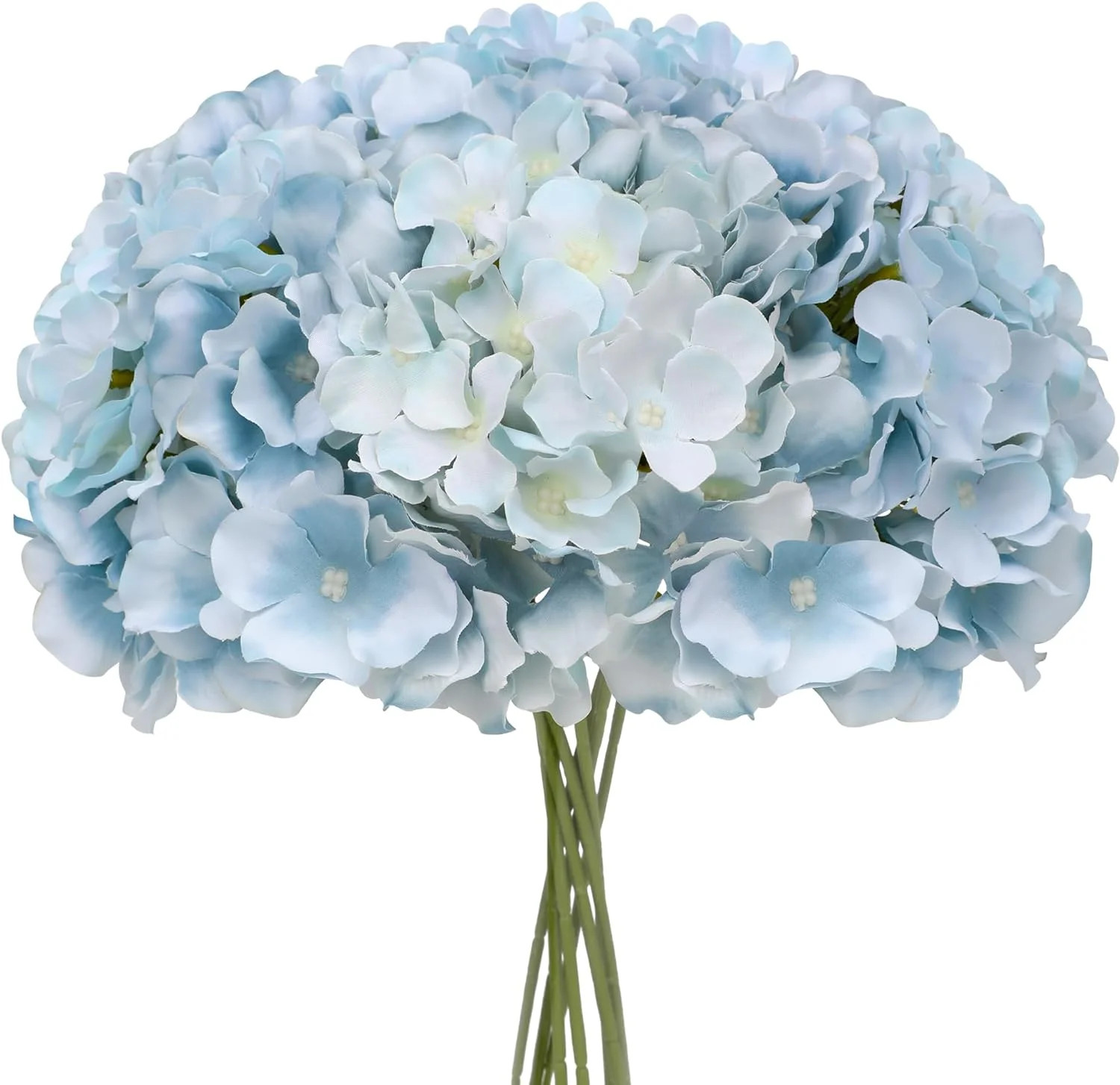 Fake Blue Hydrangea Artificial Flowers - Faux Silk Hydrangeas Flowers Heads with Stems Real Touch... | Walmart (US)