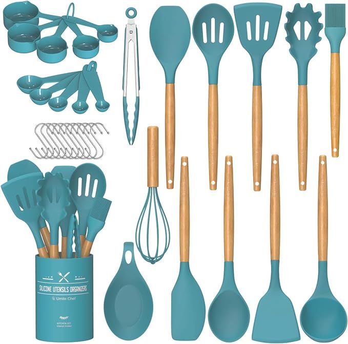 Umite Chef Kitchen Cooking Utensils Set, 24 pcs Non-stick Silicone Cooking Kitchen Utensils Spatu... | Amazon (US)