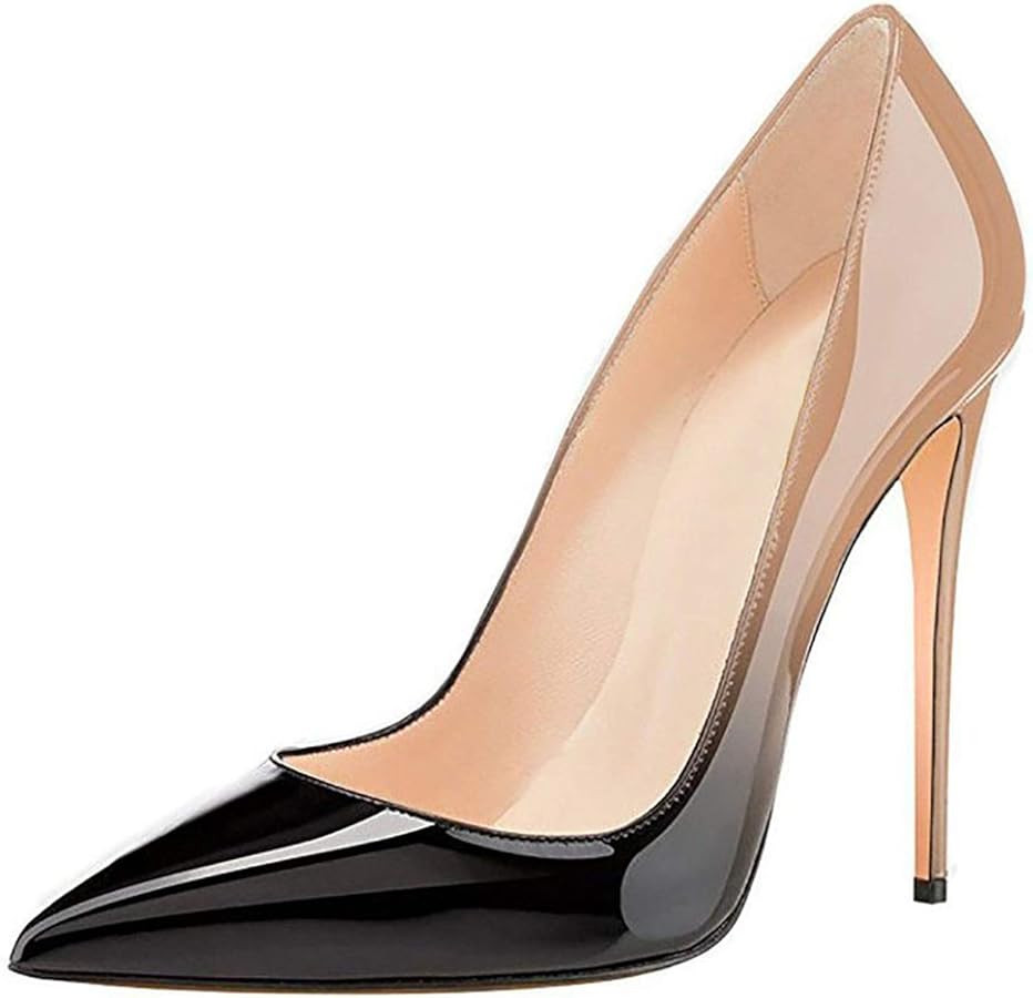 COLETER Women's Sexy Pointed Toe High Heels,4.72 inch/12cm Patent Leather Pumps,Wedding Dress Sho... | Amazon (US)